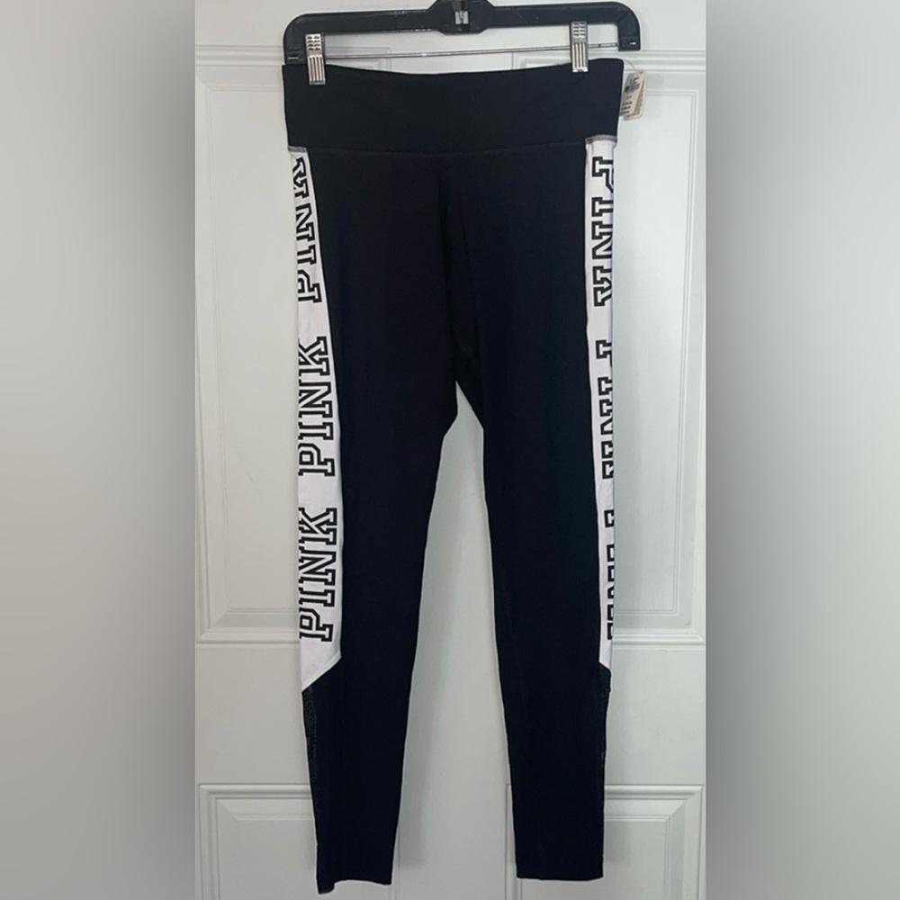 PINK Victoria’s Secret NWT new ULTIMATE leggings black and white with mesh Small